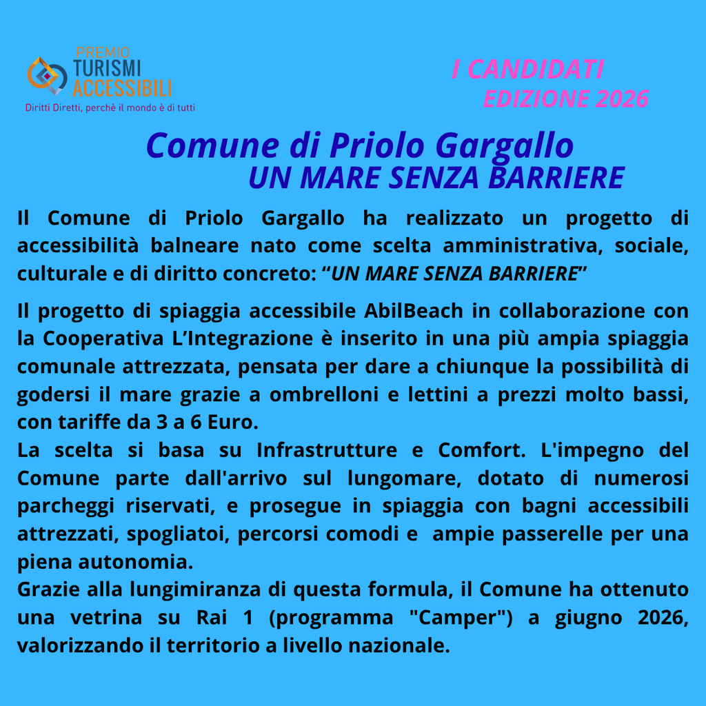 Il "Comune di Priolo Gargallo" con il Progetto "UN MARE SENZA BARRIERE"